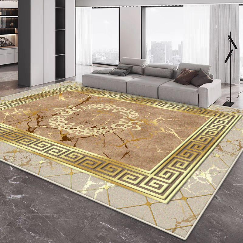 Modern Big Size Home Decoration Luxury Living Room Rug Golden Border Non-slip Sofa Table Mat Easy Clean Cloakroom Lounge Carpet