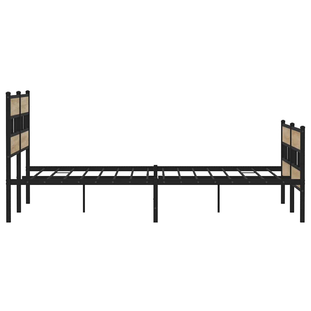 Metal Bed Frame without Mattress Sonoma Oak Finish 180x200 cm