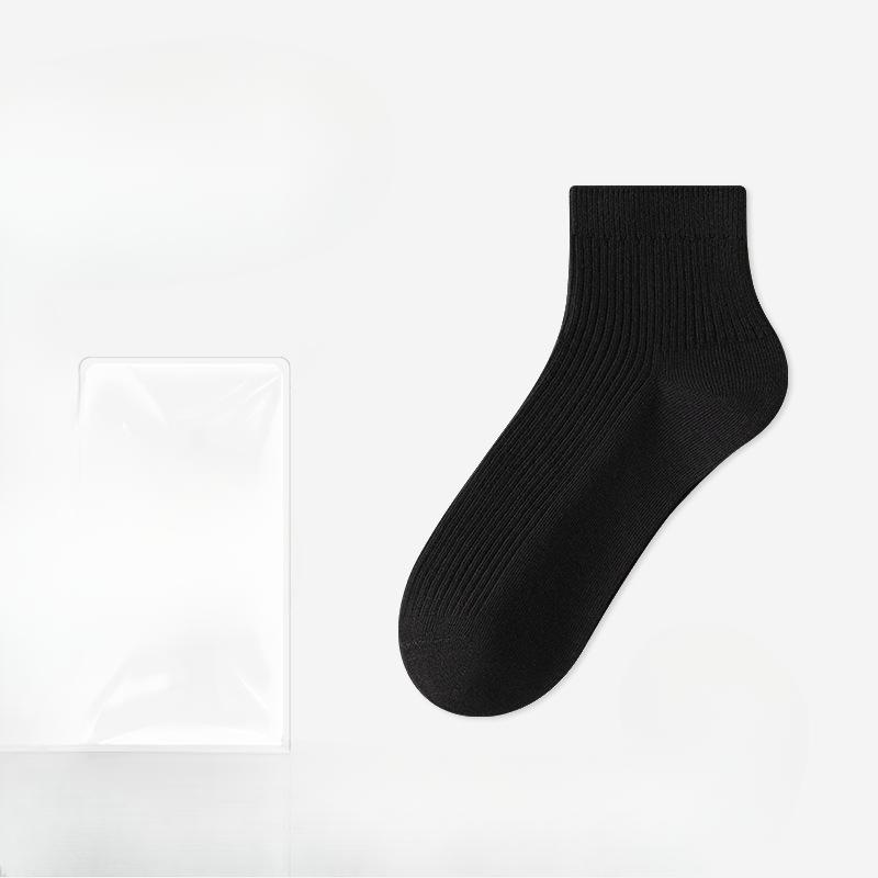 Female Autumn Pure Color Sweat Absorbing Breathable Deodorant Sports Short Tube Cotton Socks