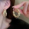 Chic Vintage Gold Twisted Hoop Earrings for Women - European & American Style