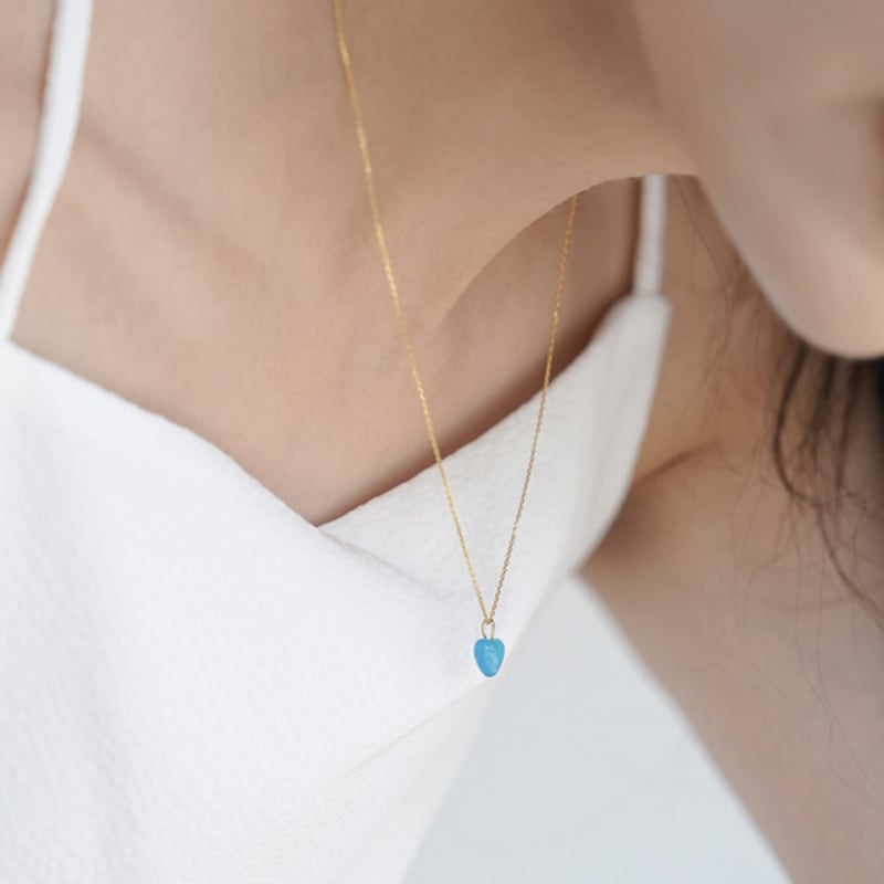 modernlike 14k gold-filled silver blue quartz crystal heart necklace