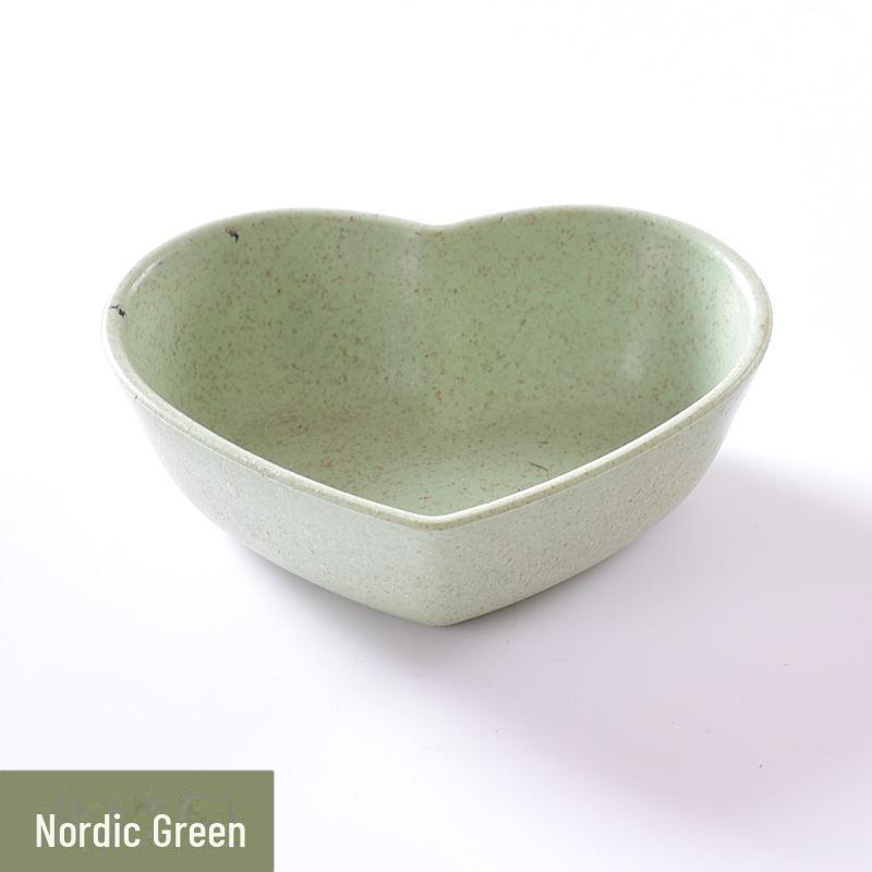 Creative Heart-Shaped Wheat Straw Seasoning Dish - Ideal for Vinegar, Soy Sauce & Dipping