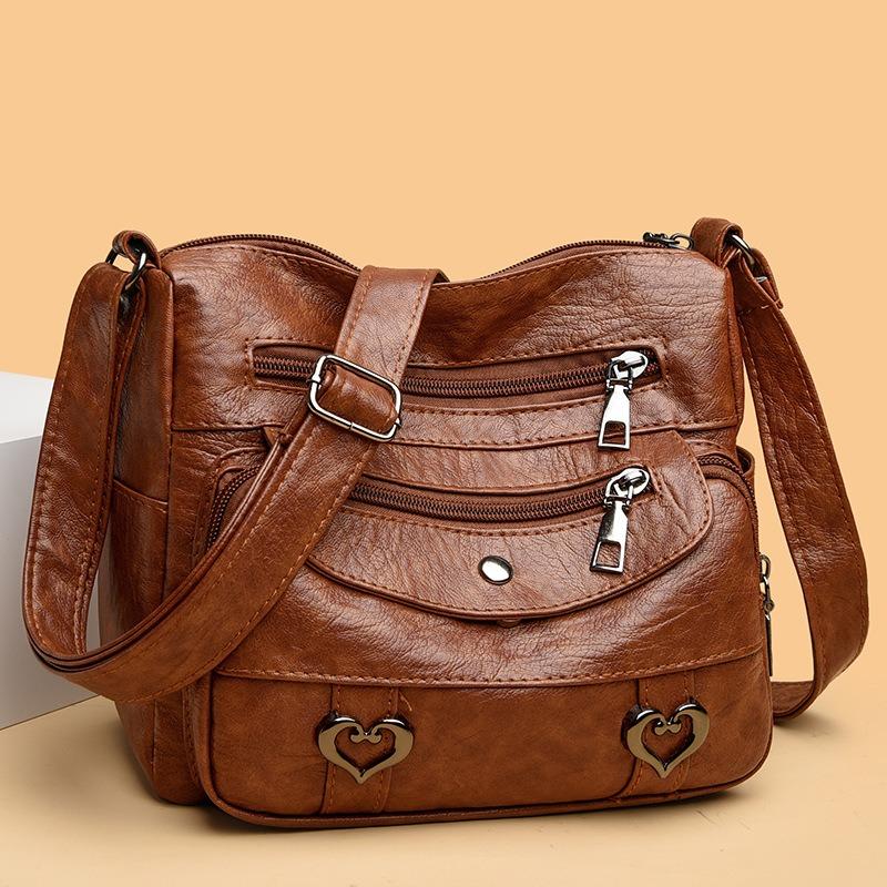 New Simple Multi-compartment Messenger Bag Simple Casual Soft Personalized Shoulder Bag Large Capacity Retro Versatile Women's Bag