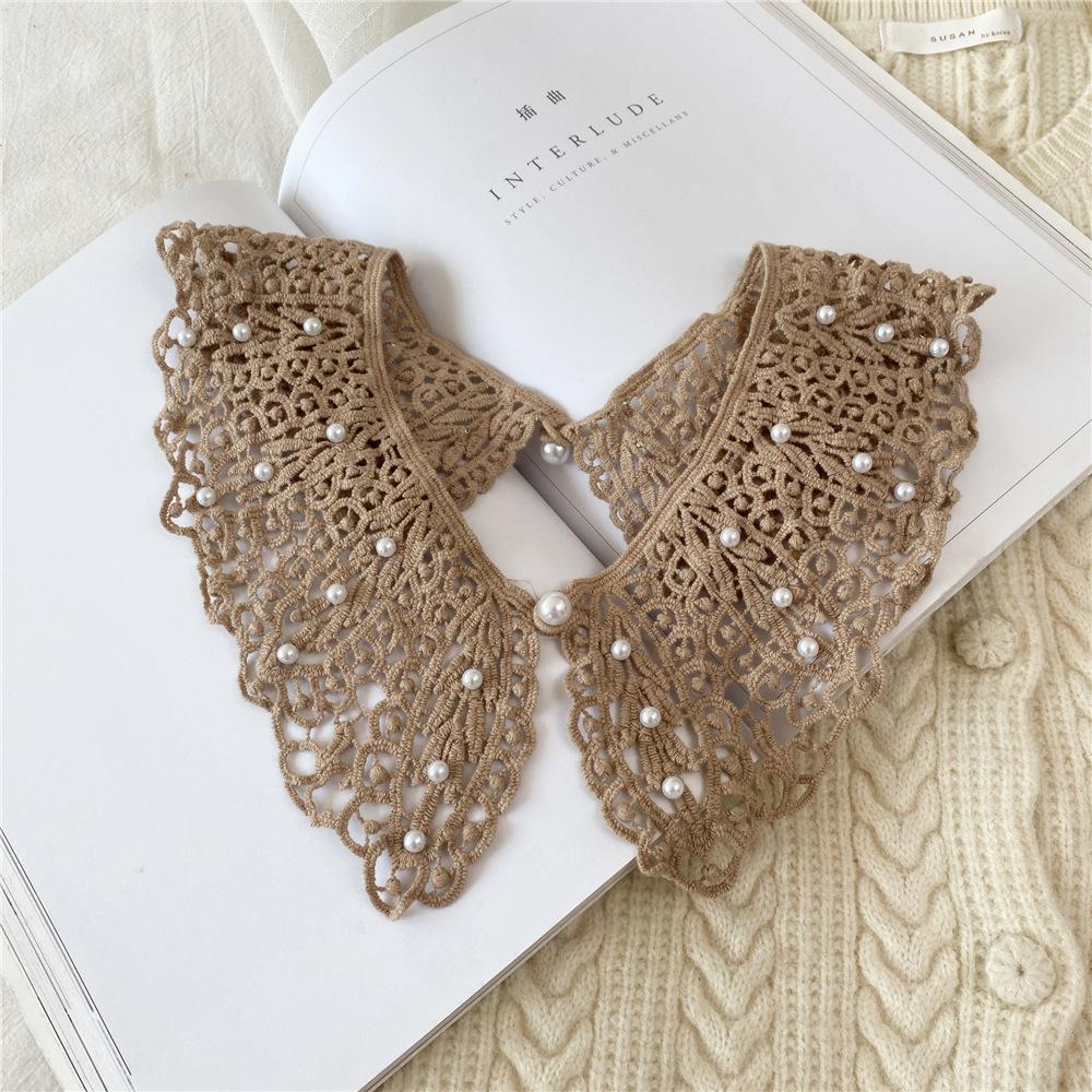 Fake Collars Shawl O-Neck Doll False Collar Shirt Women Hollow Crochet Lace Detachable Collar Clothes Accessories Faux Col