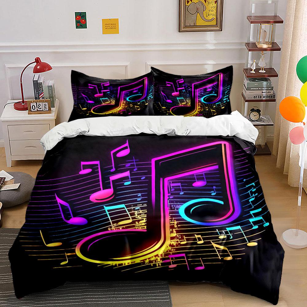 Colorful Musical Note Bedding Bedding Duvet Cover Set Duvet Cover Pillowcases (1 * Duvet Cover 2 * Pillowcases, without duvet insert)
