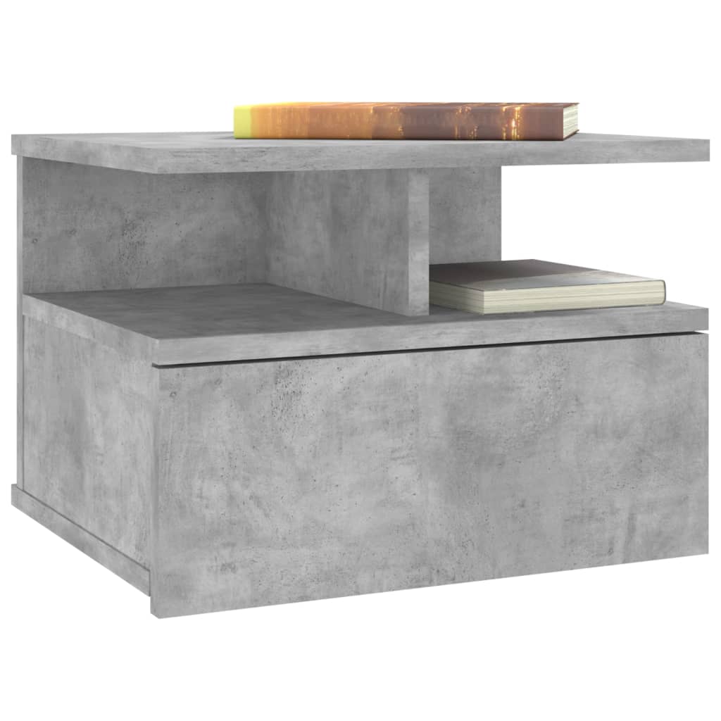 Bedside Tables Floating Nightstands 2 Pcs Concrete Grey 40X31x27 Cm Engineered Wood