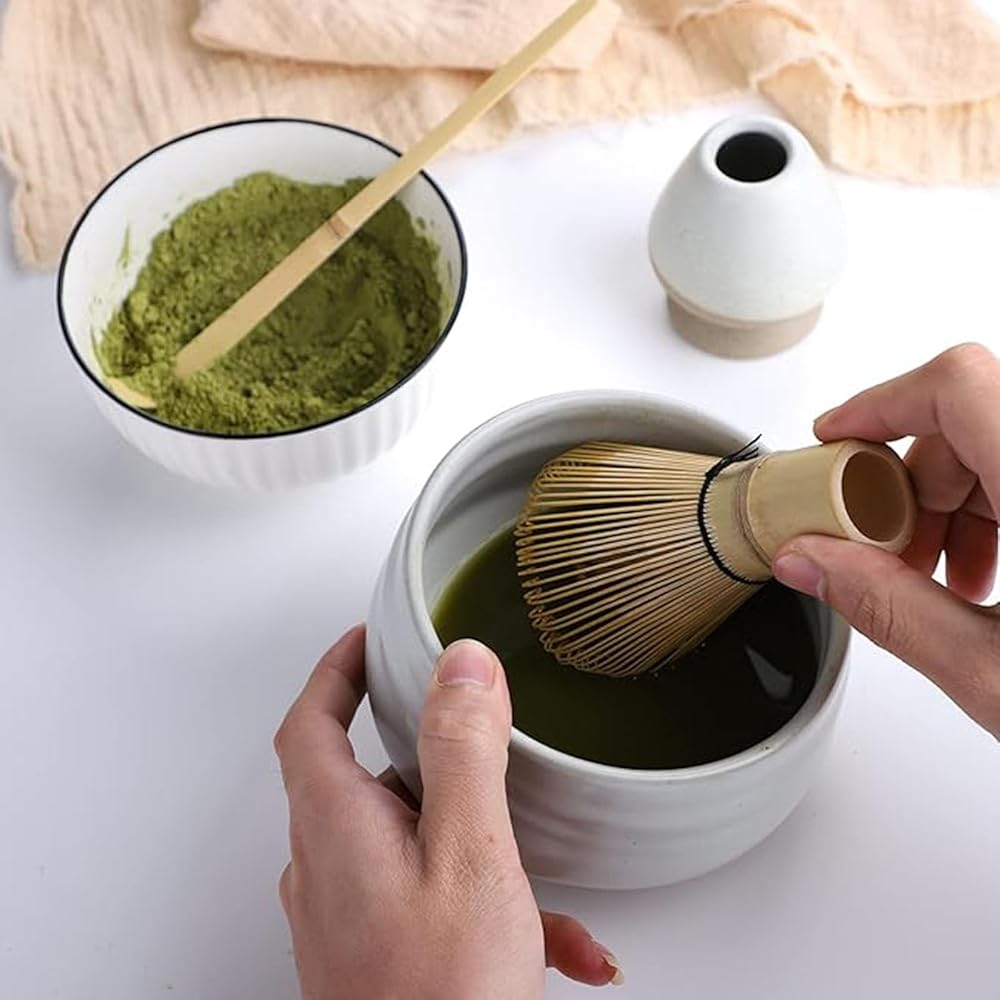 Matcha 7-Piece Set Traditional Japanese Tea Ceremony Accessories Chawan Chasen Chashaku Whisk White