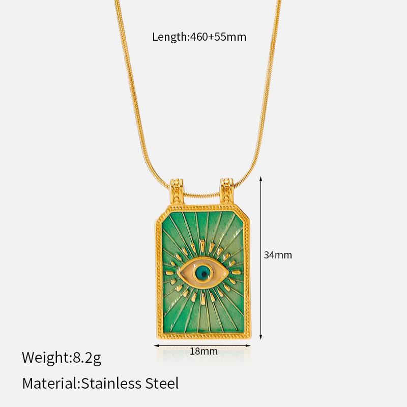 Best Selling Tarot Devil's Eye Necklace Color Oil Drip Craft Stainless Steel Gold Plated Non-Fading Clavicle Chain