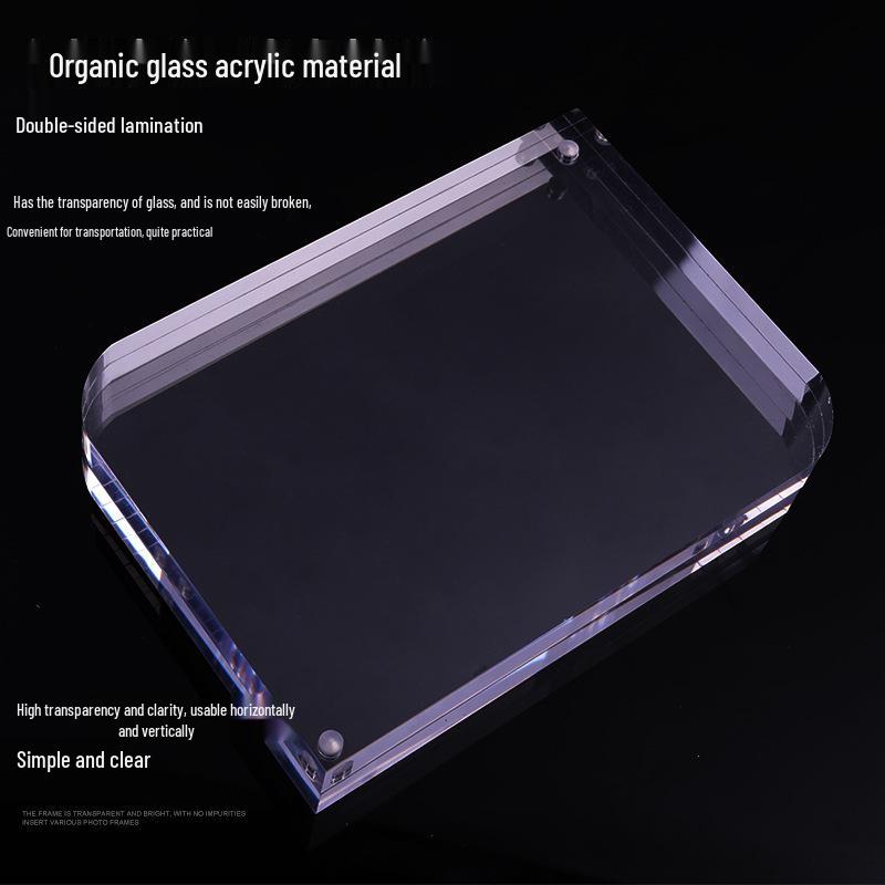 Marco de Fotos Magnético de Acrílico de Alta Transparencia, Pantalla Doble de 6 Pulgadas con Forma Irregular Creativa y Esquinas Redondeadas.