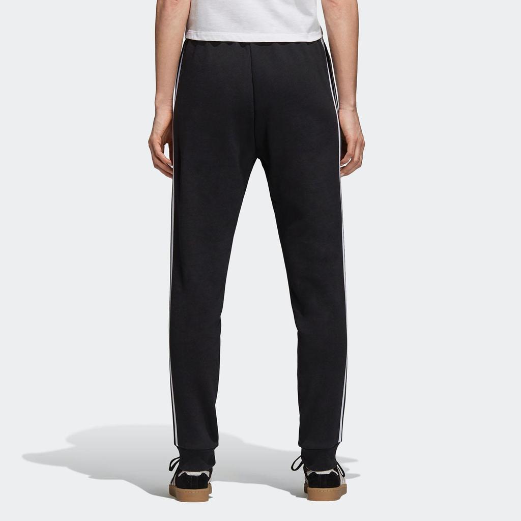 Adidas Originals Regular Tapered Cuff Striped Comfortable Casual Moisture-Wicking Durable Knitted Sports Pants Women Pants Black DH3123