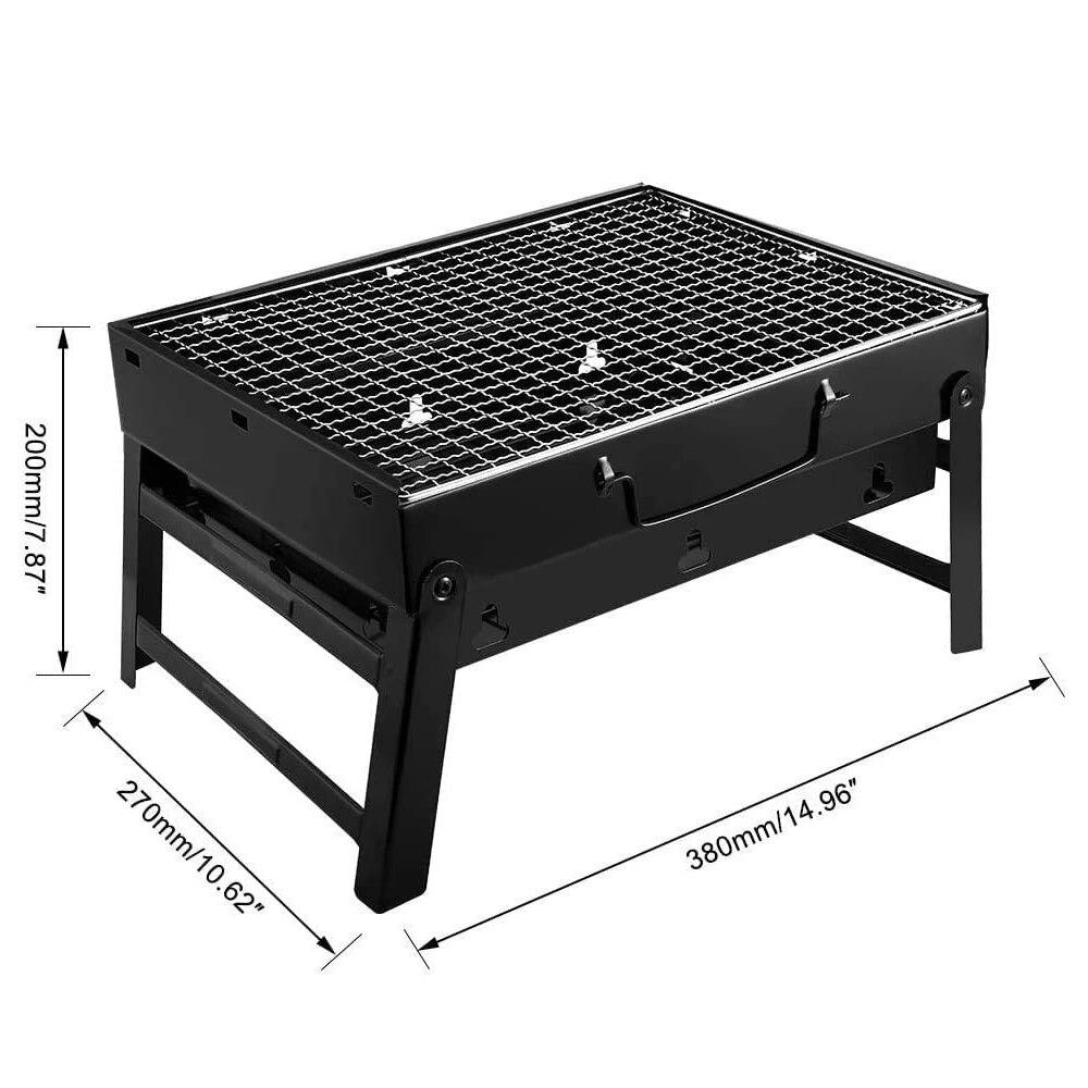 Folding Portable Barbecue Charcoal Grill Stainless Steel Small Mini BBQ Tool Kits for Outdoor Cooking Camping Picnics Beach