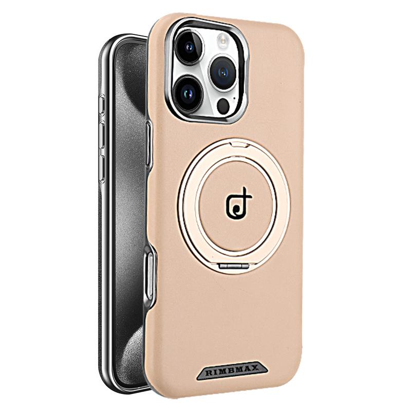 

Magnetic Stand Rotating Bracket Leather Case for iPhone 16 Pro Max 15 Plus 14 13 12 Pro Plating Bumper Lens Protective Cover iPhone 15