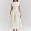 Women's Square Neck Sleeveless Midi Dress Loose Fit High Waist Elegant Formal A-Line Dress