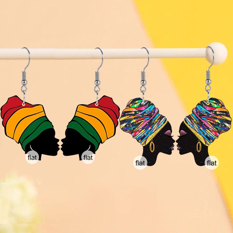 Boucles d'oreilles acryliques Symbole de liberté Mois de l'histoire des Noirs pour Femmes Filles, Bijoux festifs d'unité noire de style bohème Boucles d'oreilles Fille africaine avec foulard