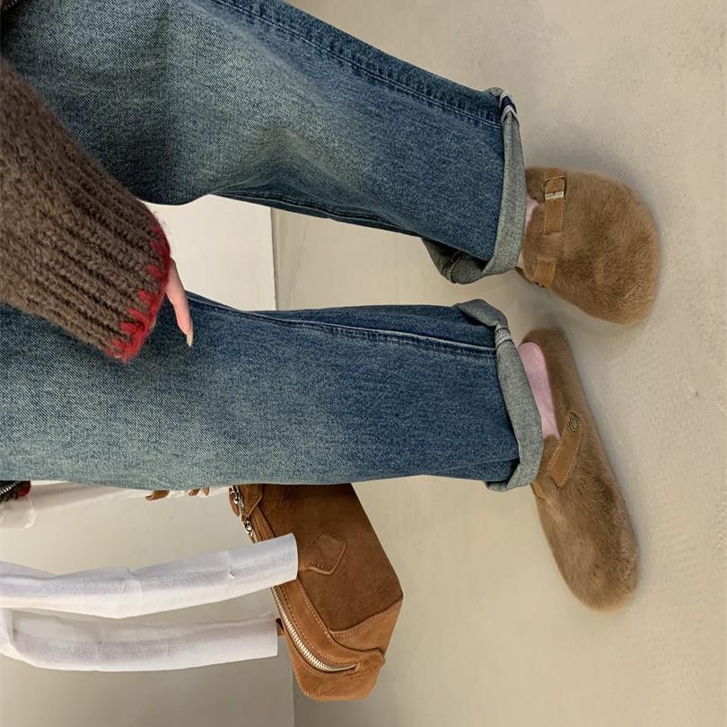 Foreign trade bag head slippers women's new warm and comfortable flat-bottomed lazy slippers in autumn and winter 2025