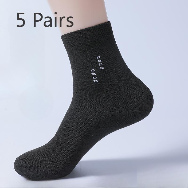 

5 Pairs of Male Spring and Autumn All Kinds of Simple Business Sweat Absorption Breathable Tube Socks 5 Pairs чёрный