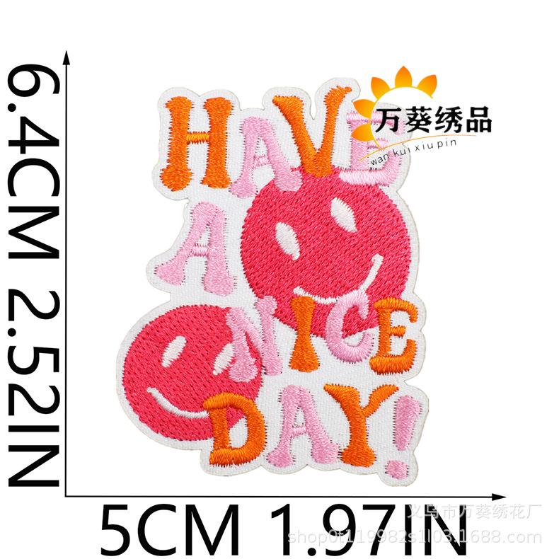 Smile Face Life Inspirational Words Embroidery Cloth Sticker Motivates English Patch Decoration Embroidery Mark Love Yourself Chapter Sticker