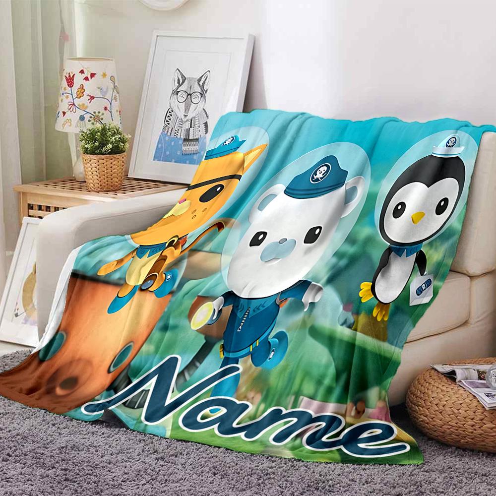 Custom Name Octonauts Adventure Log Flannel Blanket For Super Soft Cute Comfort Blanket For Travel Bedding Couch Sofa Blanket