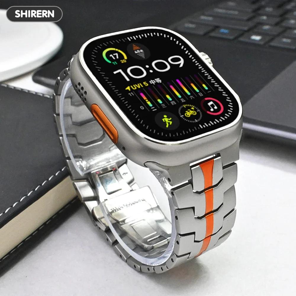 

Роскошный ремешок из нержавеющей стали для Apple Watch Ultra 2, браслет 49 мм, 45, 44, 42 мм, браслет для iwatch Series 9, 8, 7, 6 5SE, металлический ремешок