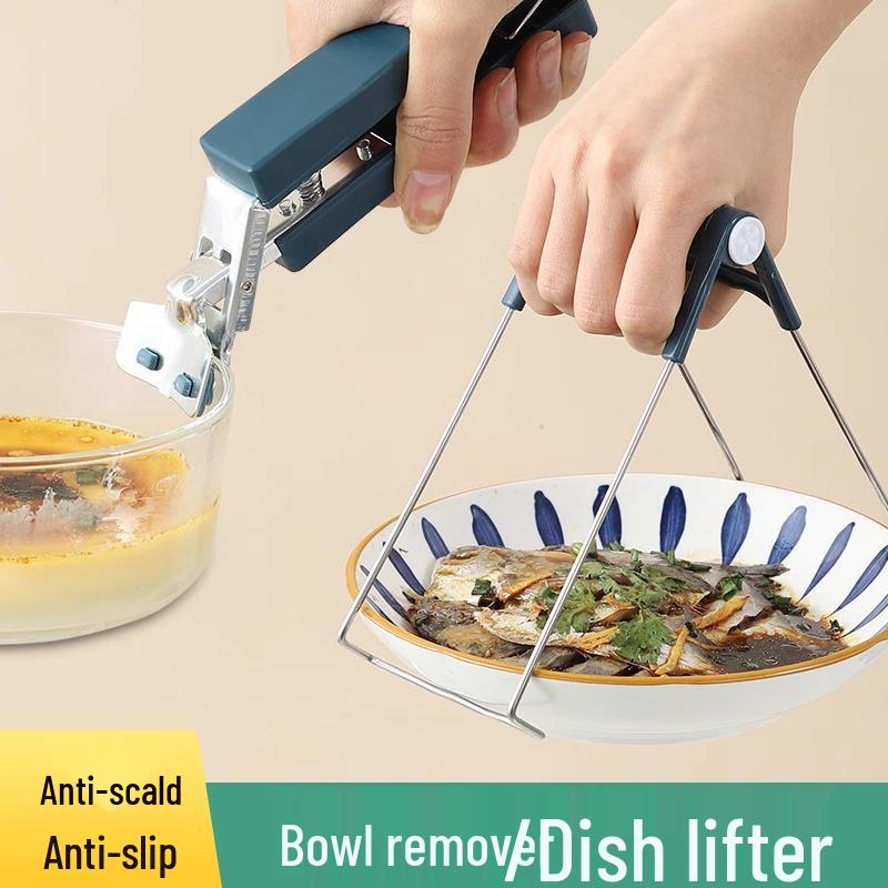 Stainless Steel Anti-Scald Bowl and Plate Lifter with Non-Slip Grip