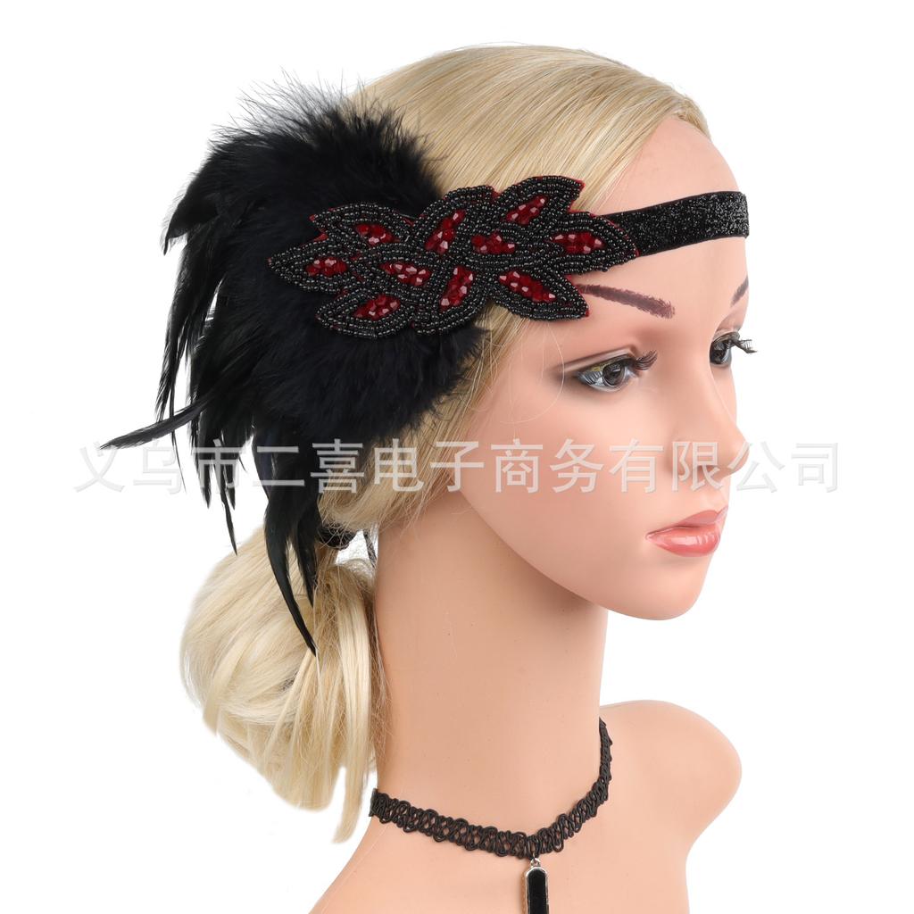New S Gatsby Ball Feather Headband European and American Vintage Party Dinner Party Headband