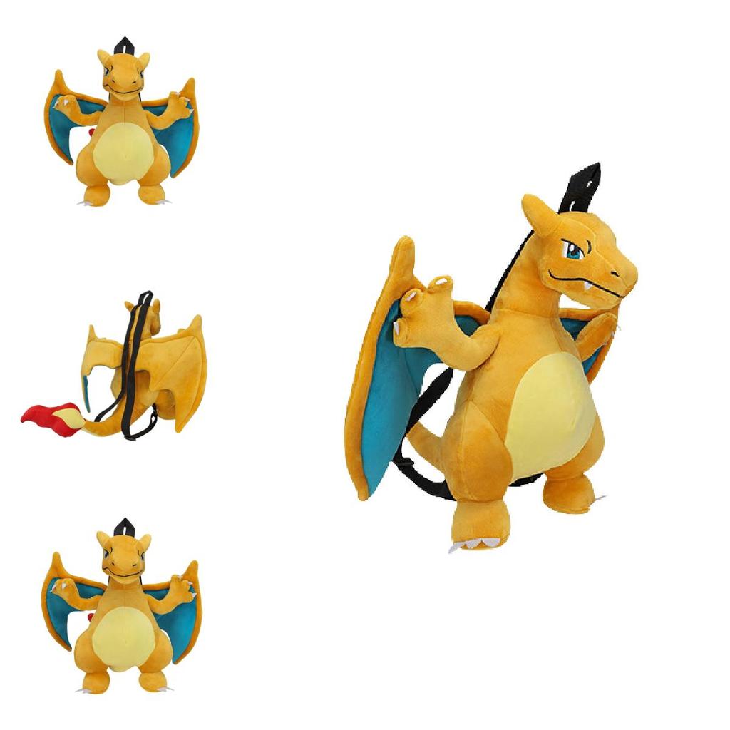 Cute Cartoon Backpack With Gengui And Charizard For Kids, Plush Toy Bag For Kindergarten