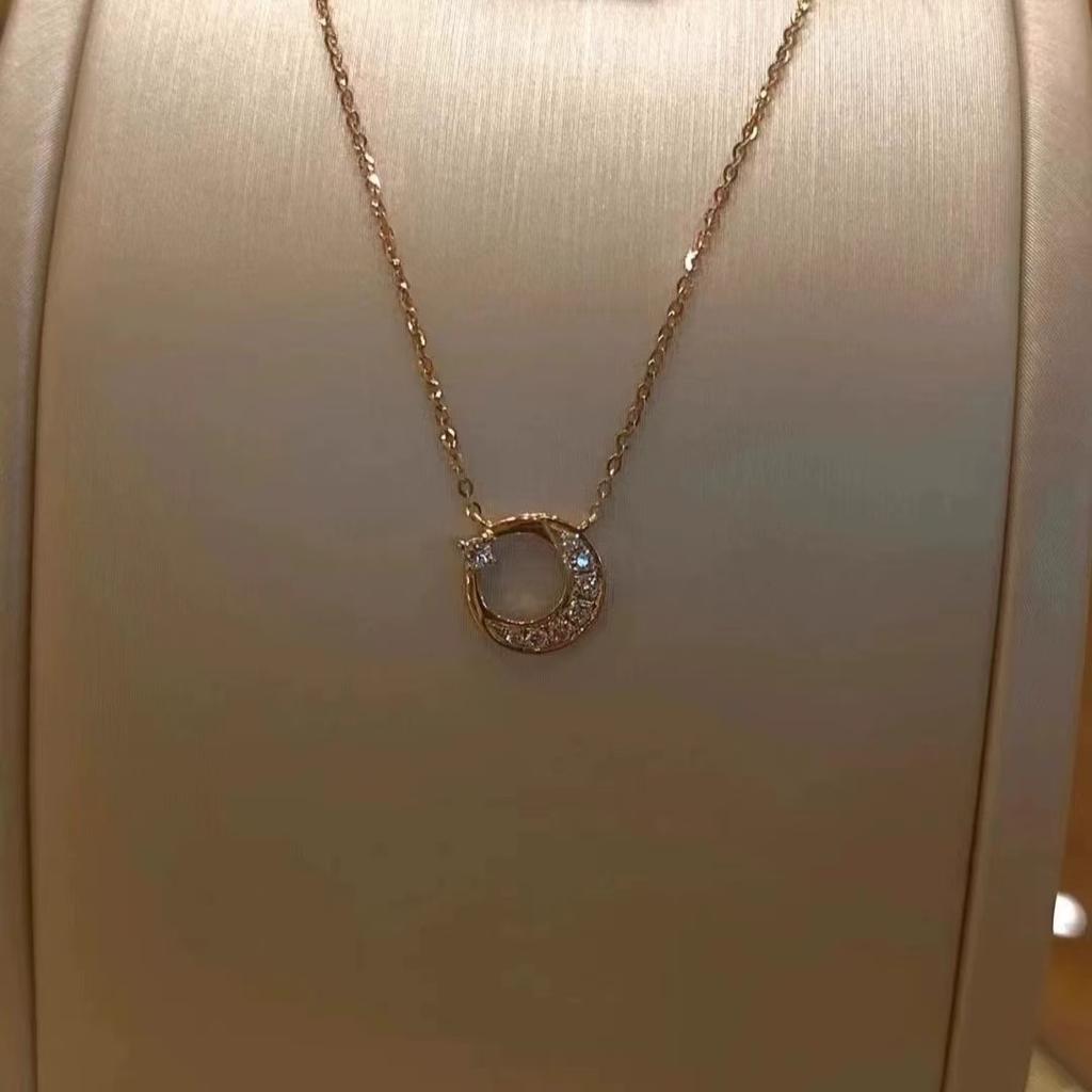 New Sun and Moon Star Necklace for Girls' High-end and Exquisite Clavicle Chain Fashionable and Versatile Necklace for Girlfriend