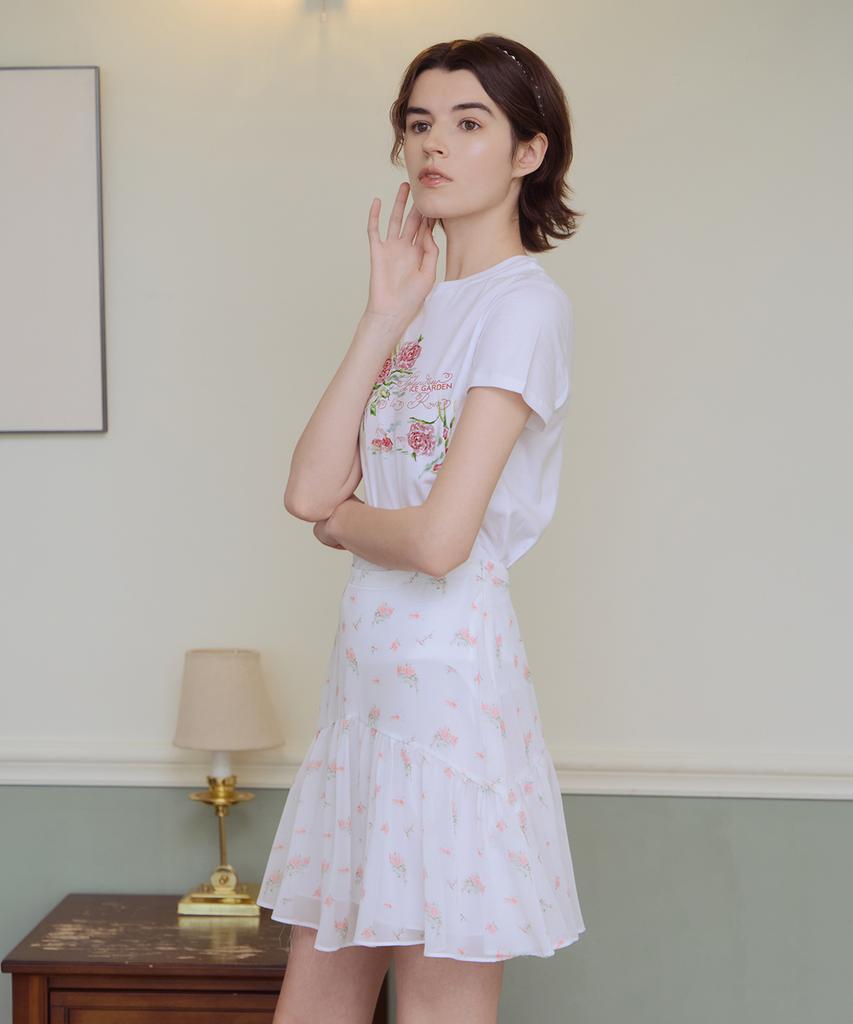 Aiseugadeuneiogongpal Splendeur De La Rose Print T-Shirt