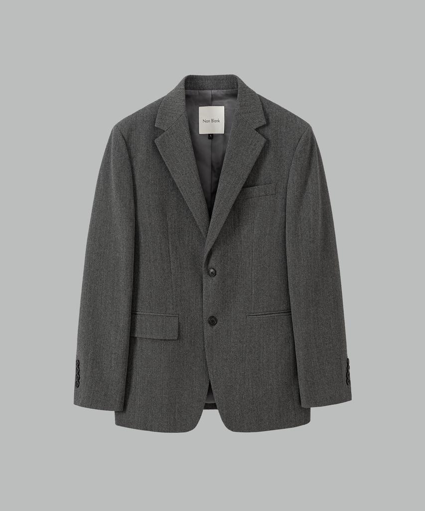 NONBLANK Wool Blend Ribbed Semi-Overfit Blazer_Grey