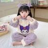 Conjunto de Pijama de Dibujos Animados para Niñas - Felpa de Coral Gruesa y Cálida, Ropa de Casa Linda para Otoño/Invierno