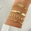 VKME Hot Sale Double-Layered Cuban Chain Bracelet Set Punk Style with Thick Gold-Plated Bands for Men Women Hip Hop Jewelry