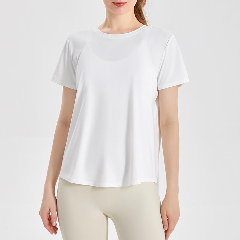 

Женская быстросохнущая сетчатая футболка для йоги Chuandun — свободная, дышащая, с разрезом на спине для лета Small