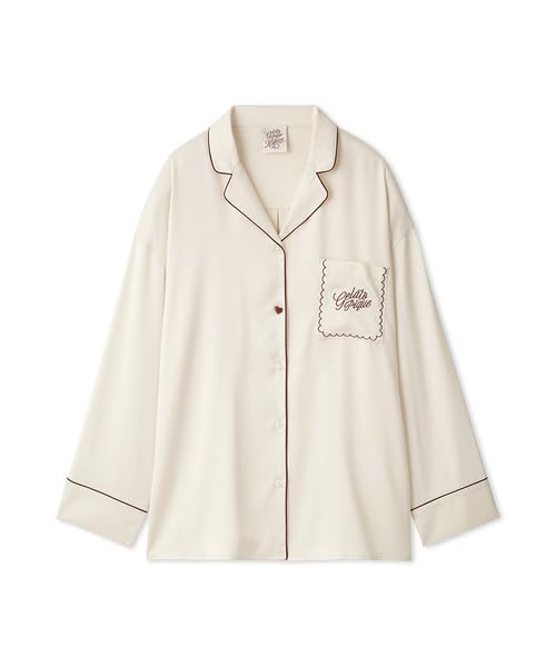 Gelato Pique Holiday Piping Satin Shirt PWFT245279 OWHT Free Size Women's