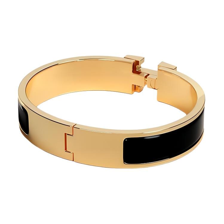 HERMES Clic H Bangles Women's Gold/Black H700001F-01PM