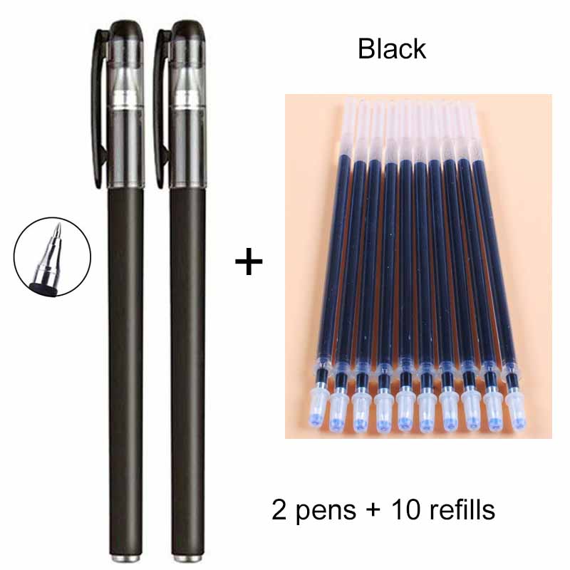 12/36pcs 0.5mm Matte Gel Pens+Refills Black Carbon Ink Ballpoint Pen Sign Pen Office & School   Supplies Stationery