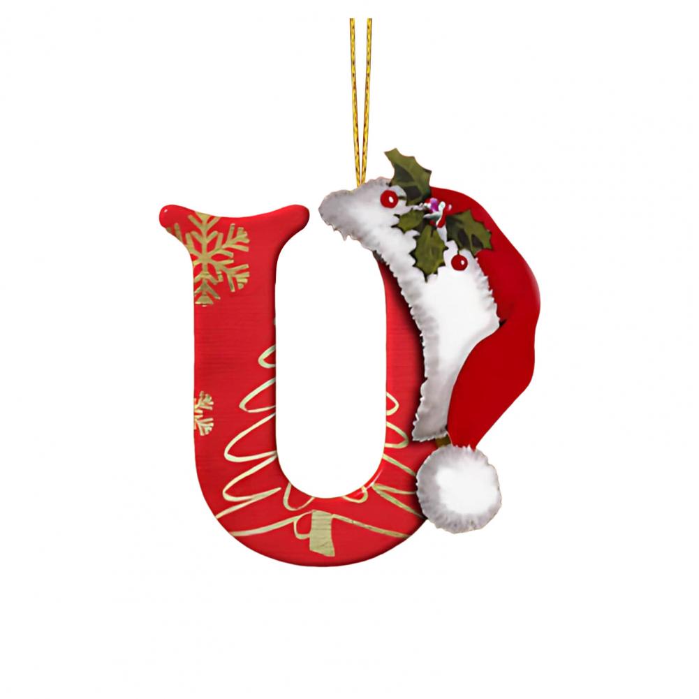 Christmas Tree Letter Decorations Ornaments Set with Santa for Home Holiday