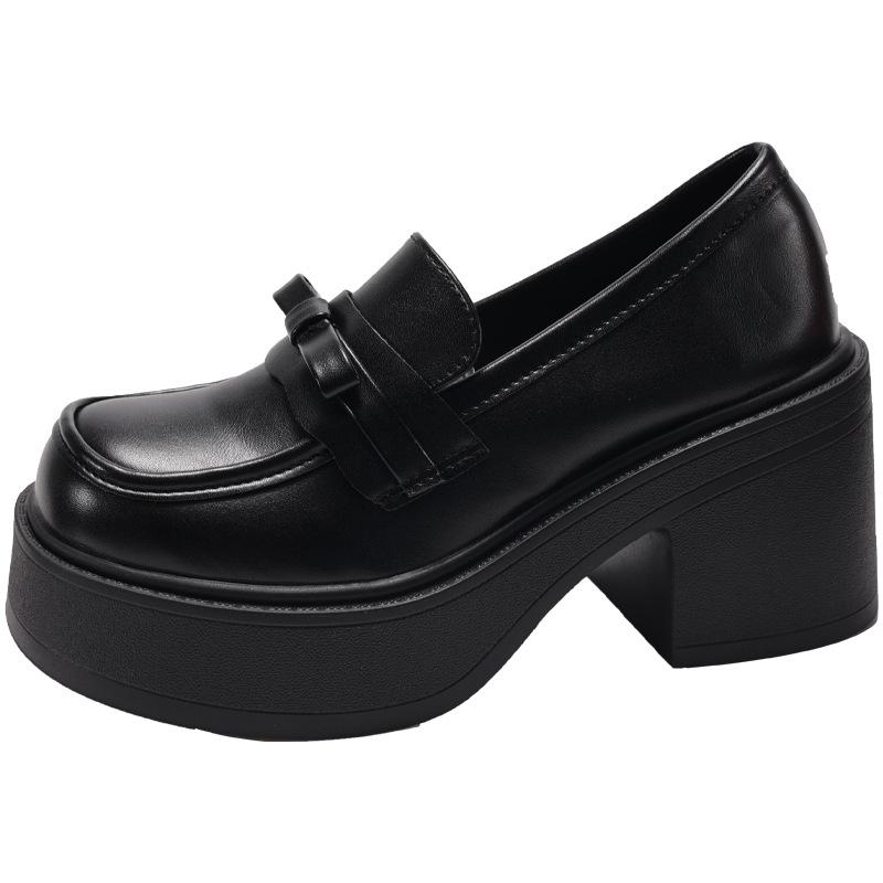 

Fashion heightening loafers 2025 autumn and winter new retro black British Mary Jane platform thick heel single shoes 40