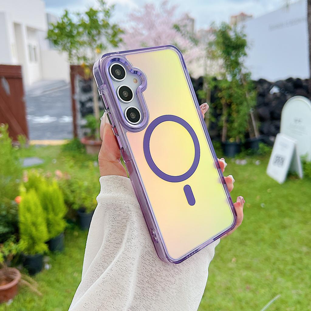 Fashion Laser Gradient Shockproof Magnetic Case For Samsung S25 S24 S23 Ultra Plus S25 Edge A56 A36 A26 A16 Magsafe Cover Coque