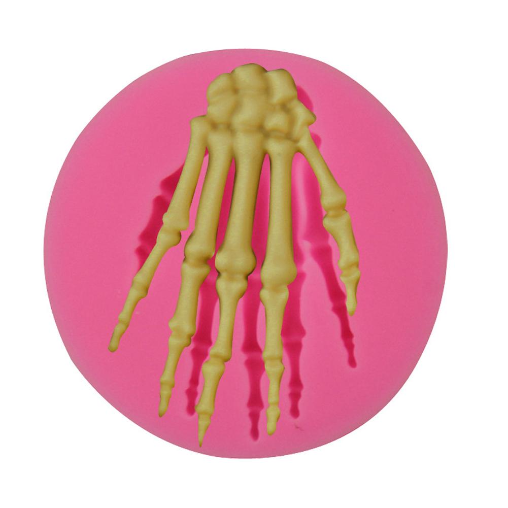 Halloween Skeleton Hand Terror Mould Liquid Silica Gel Tool for Fondant Cake 5.7*5.7*0.9CM#0