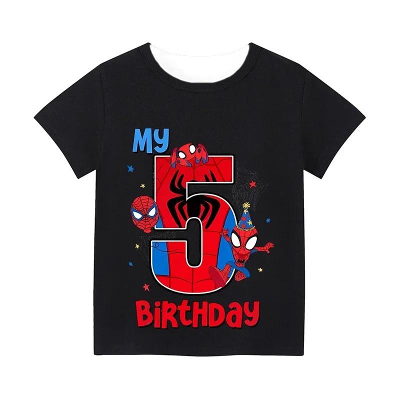 Spider Man Childrens Digital Tshirt Childrens Top Cartoon Summer Preschool Childrens Clothing Birthday Short Sleeved Tshirt