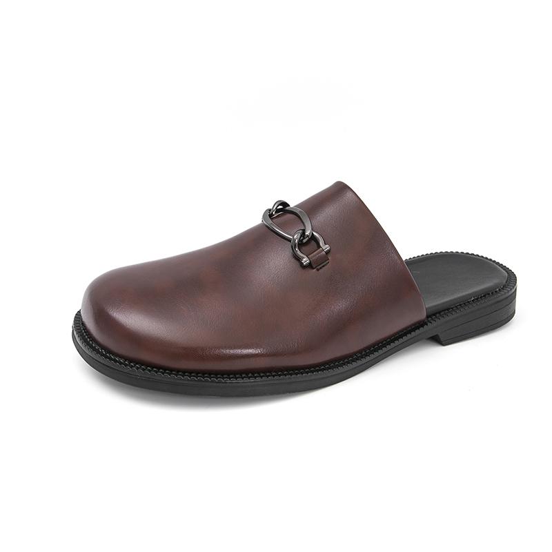 Fashion Casual men's leather slippers Leisure and breathable styles Work and daily party Street fashion shoes Hot selling youth New