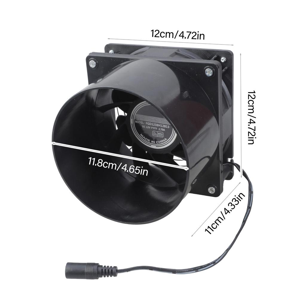 Wentylator wyciągowy osiowy o regulowanej prędkości 12V 120mm Wysoki przepływ powietrza 7000RPM do projektów wentylacyjnych DIY Zawiera zestaw płyt kanałowych 3"