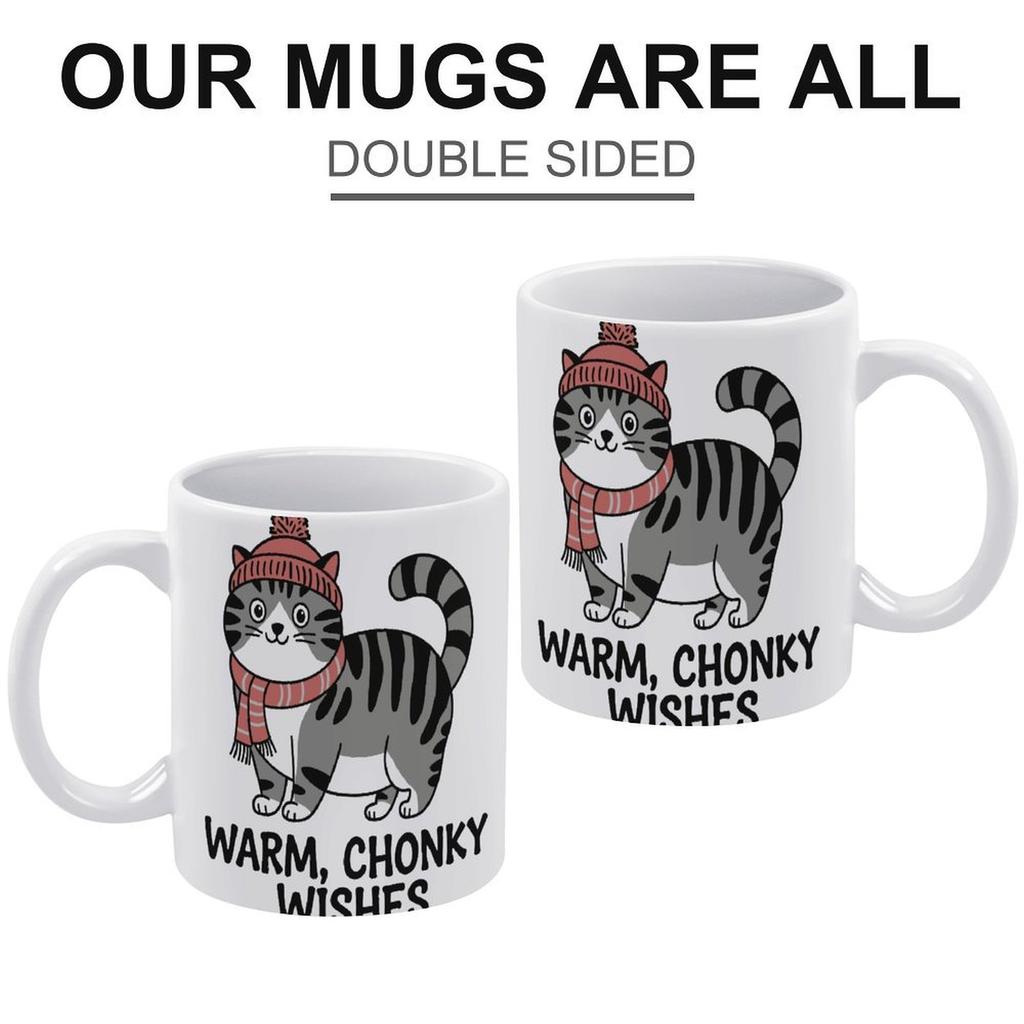 1pc 11oz blank ceramic coffee mug, double-sided printed cup for tea, cocoa, beverages, glossy white surface, durable, perfect everyday choice