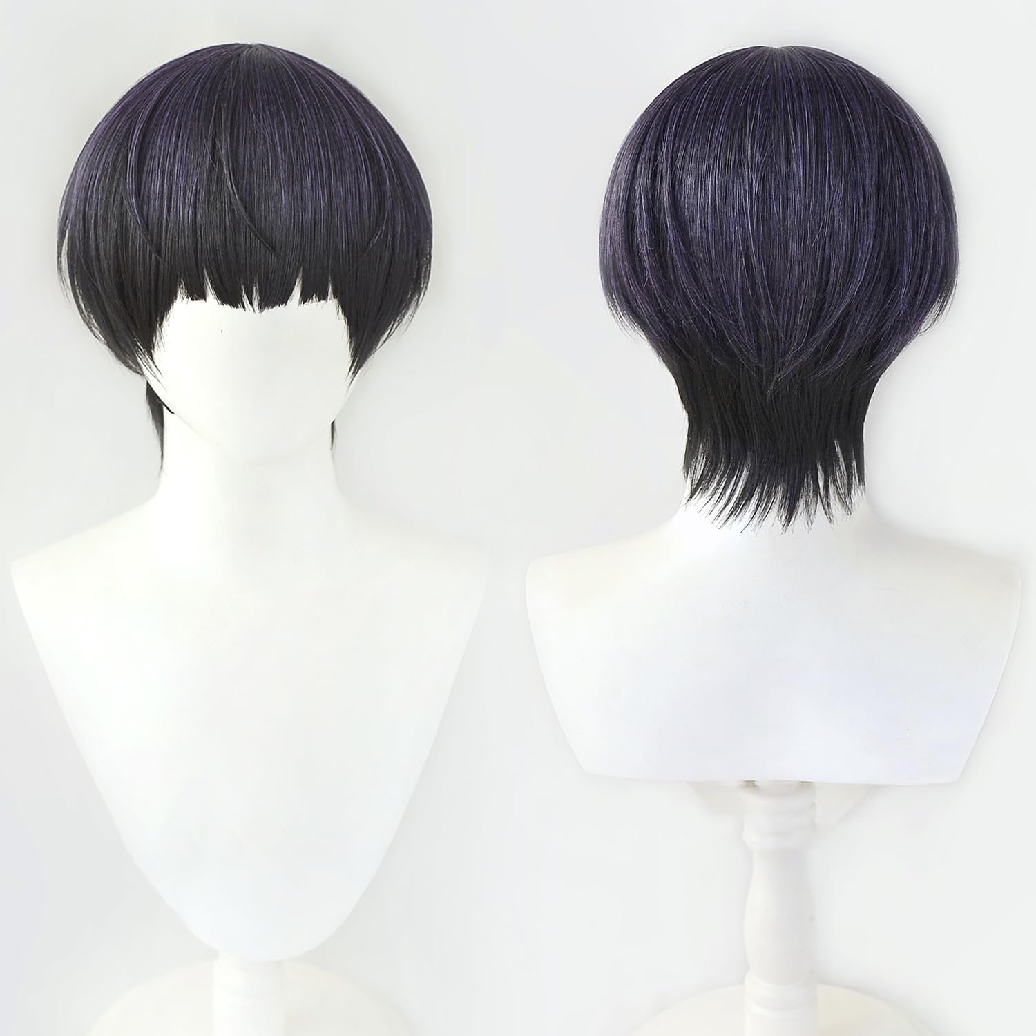 

Heat-resistant cosplay wig featuring the character Second Castle in dark purple with a black gradient. Includes 3 bonus items: a dedicated net,
