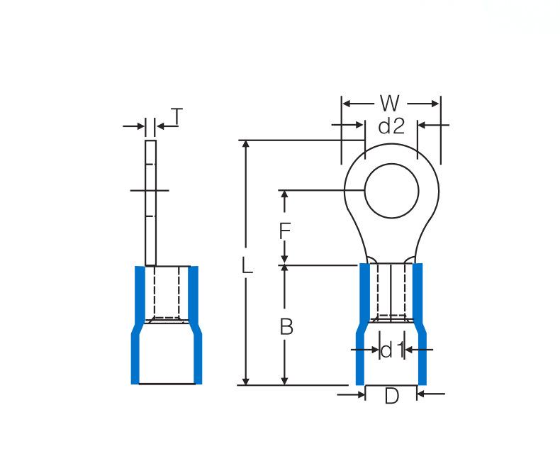 Kaisheng Round Pre-insulated Copper Crimp Terminals (RV2 Series)