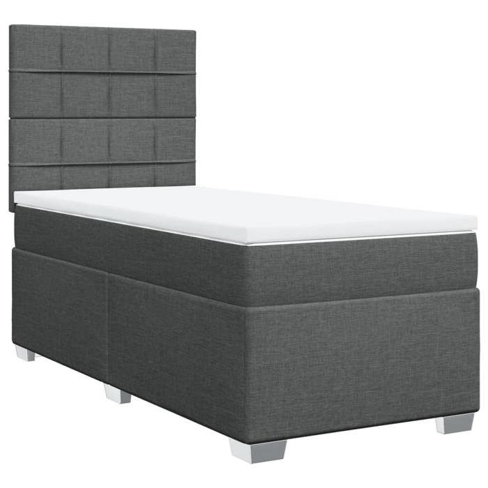 VidaXL Sommier à lattes de lit et matelas Gris foncé 90x190 cm Tissu, lit, lit à plate-forme, lit à panneaux, meuble de 3292644