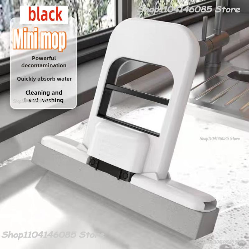 Portable Handheld Cleaning Mop Mini Foldable Desktop Mop Home Replacement for Bathroom Kitchen Desktop Glass Living Room Car