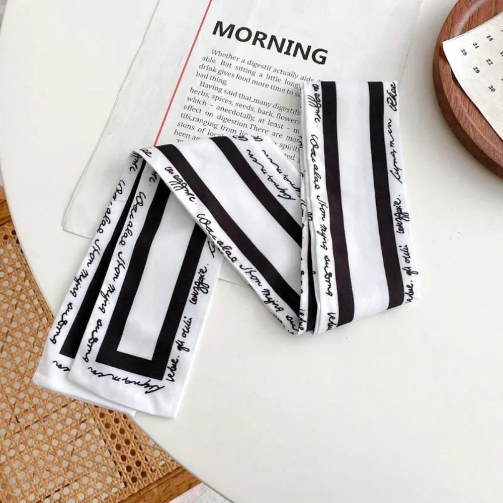 Fashion Printing Letter Hair Ribbons French Elegant Long Headband Bag Strap Accessories Girls Bow Knot Long Hair Scarf HairBand