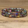 Rainbow Hematite & Crystal Bead Bracelet – Iridescent Boho Jewelry, Energy Balance Gift for Men & Women