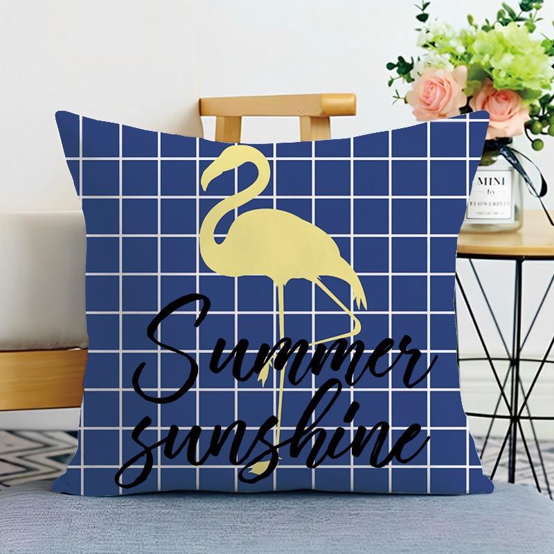 Bedroom Living Room Square Cushion Pillowcase Simple Cartoon Print Decorative Pillowcase